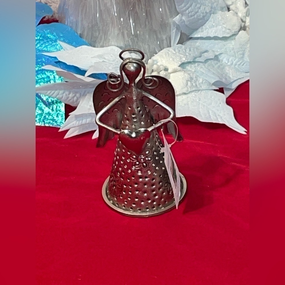 NWT Regal Art & Gift Heart Outdoor Silver Angel Candle Holder